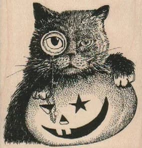 Monocle Cat & Pumpkin 3 x 3-0